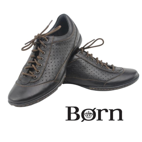 Born Shoes - Born Black Perforated Leather Lace-Up Casual Oxford Sneakers Women's 6 NWT